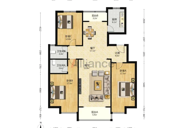桥西41附近小高层三室郡晓家园