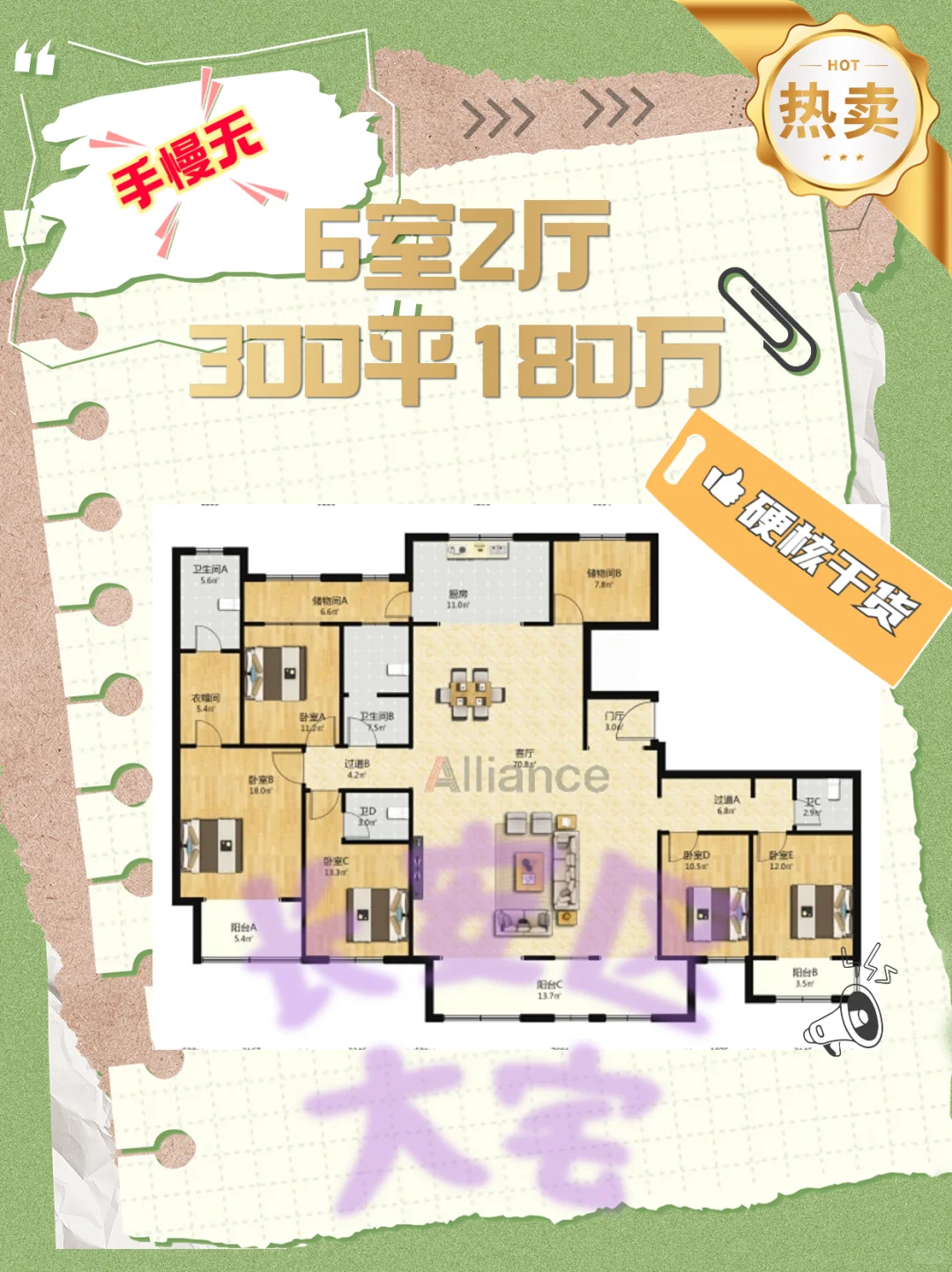 300㎡南北通透大平层现身长安区！180万抢！