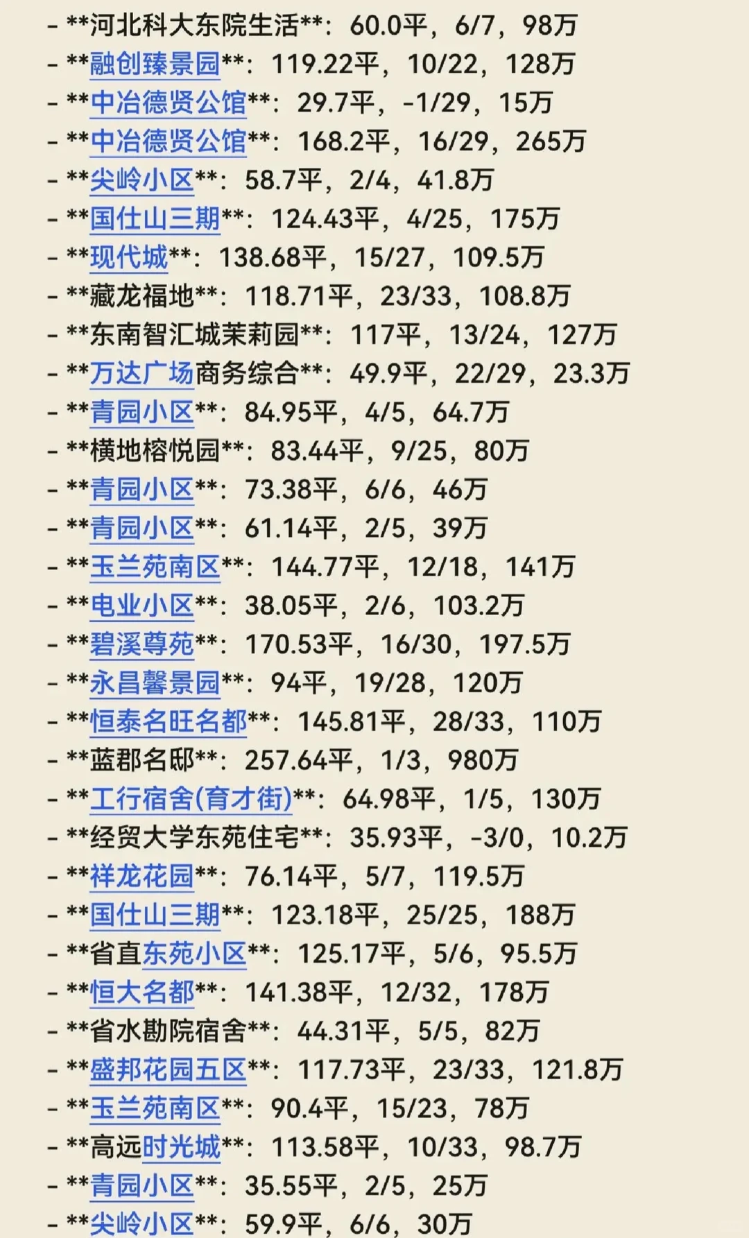 石家庄裕华区10月份二手房成交价