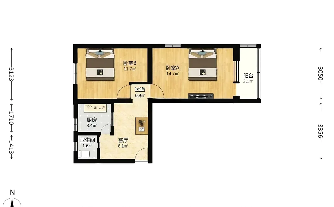 五道口二手房|三层🏠57.5㎡