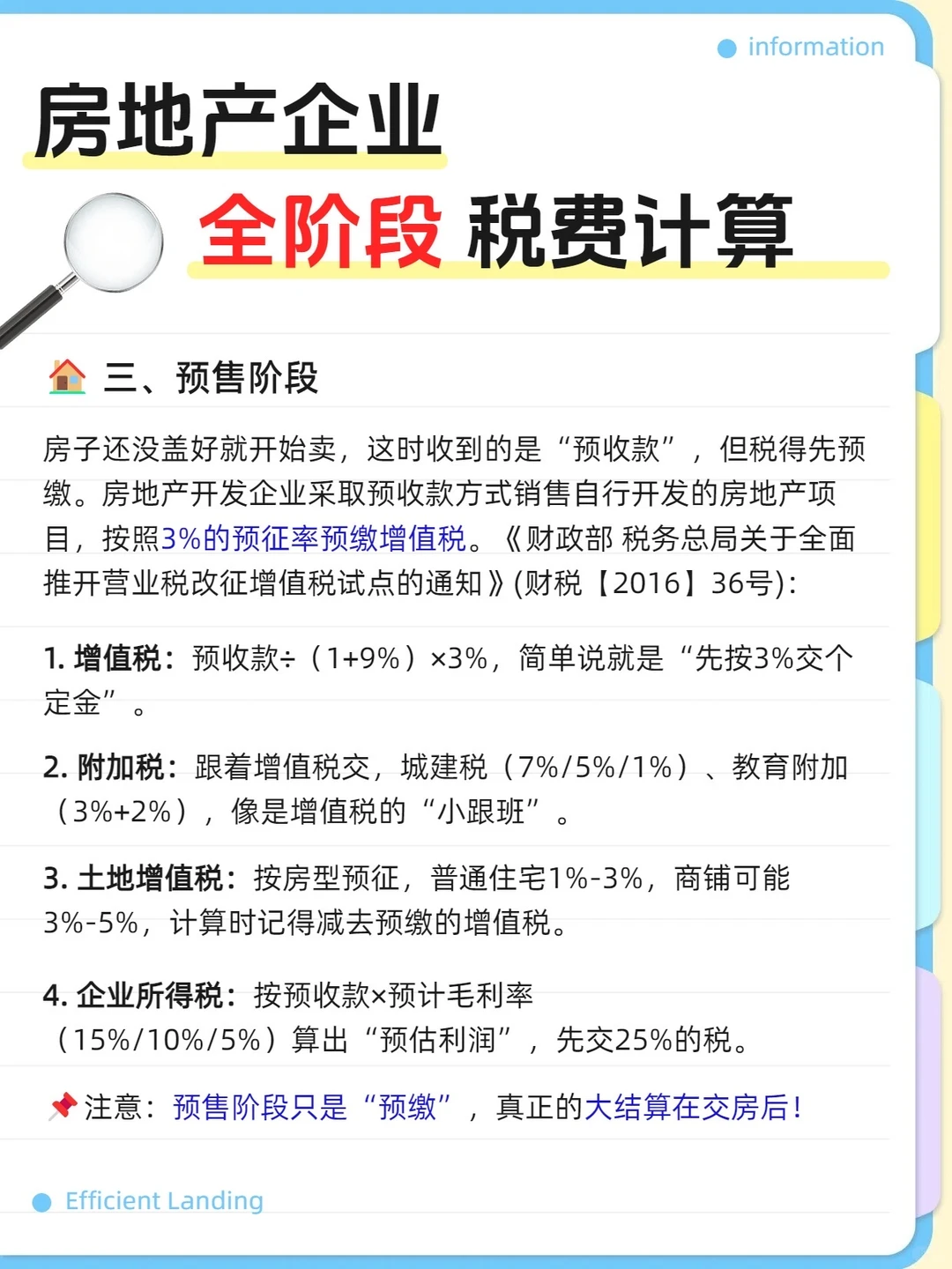 房地产企业全阶段税费计算