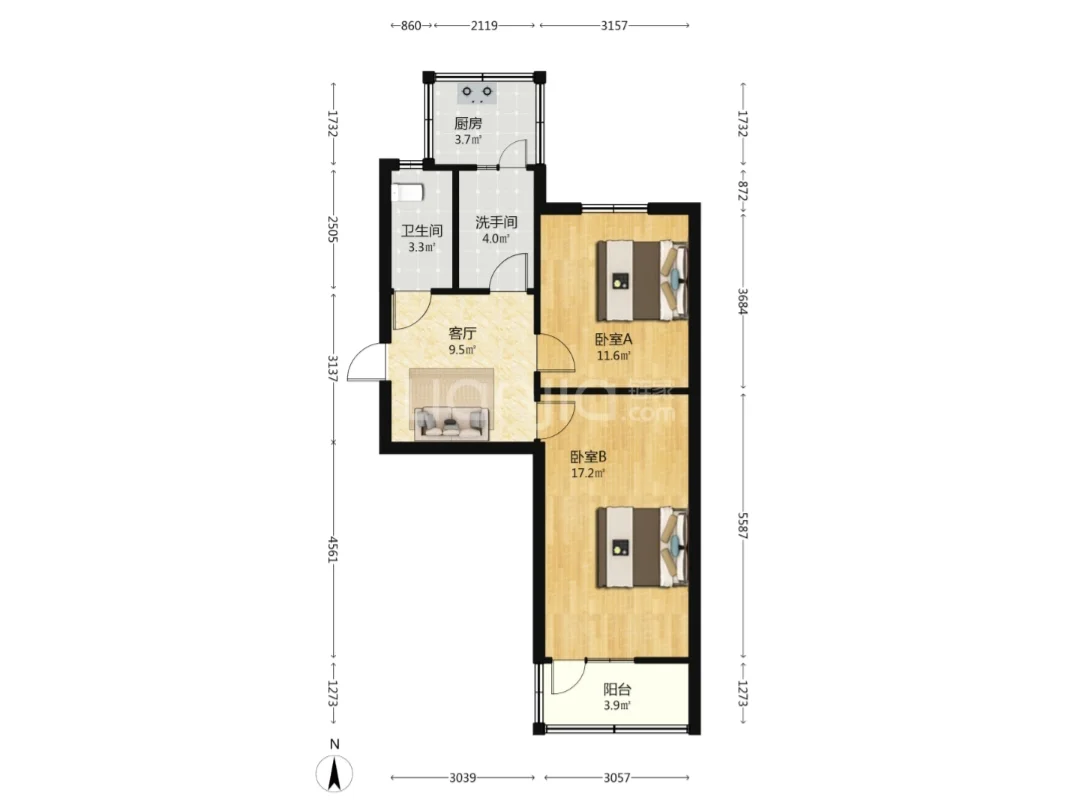 邯郸丛台区，振华里小区，2室1厅，18杤