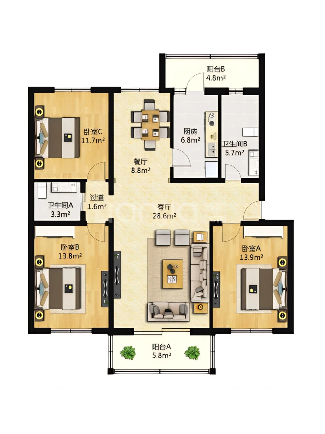 和平里｜院长楼🏡119平三居 2000年楼龄
