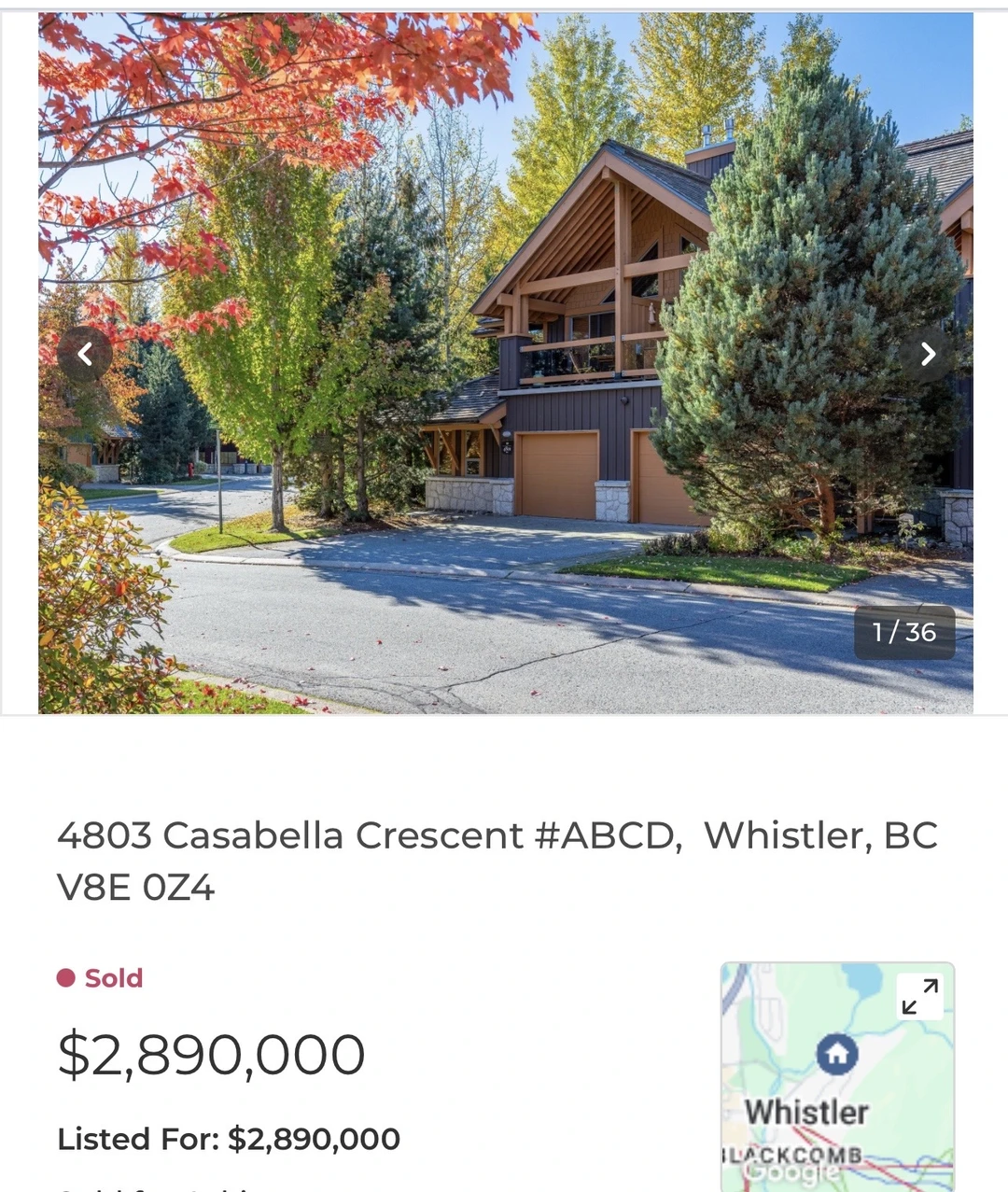 Whistler 惠斯勒最新主要成交