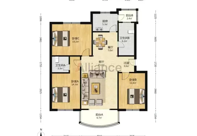 燕郊南北通透三居室，燕郊二手房推荐