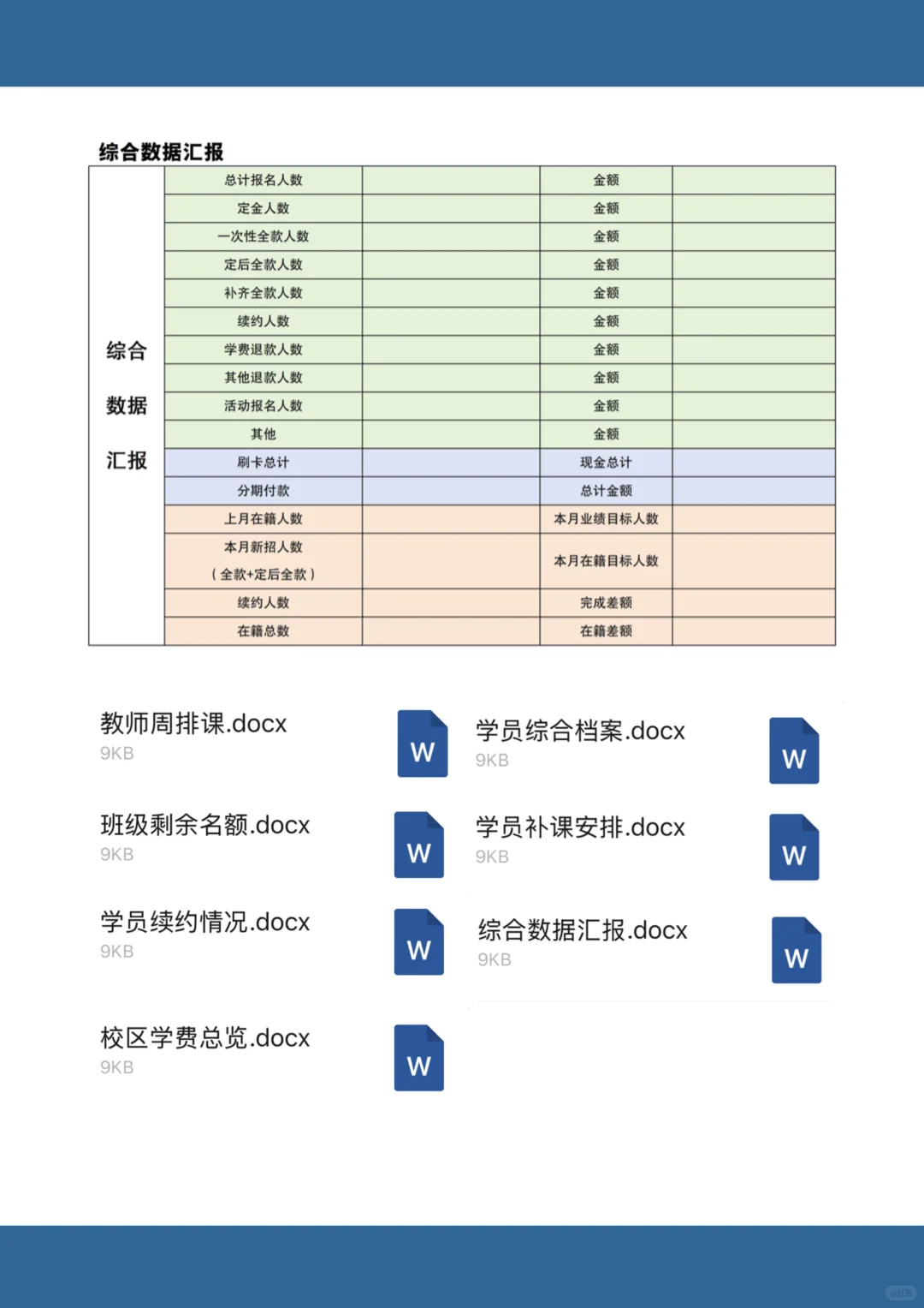 教培机构前台必备表格