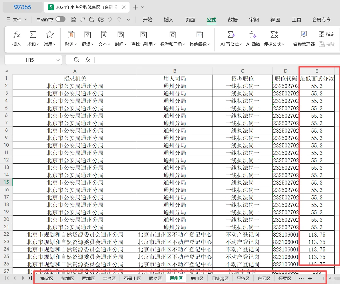 北京市考进面分数线