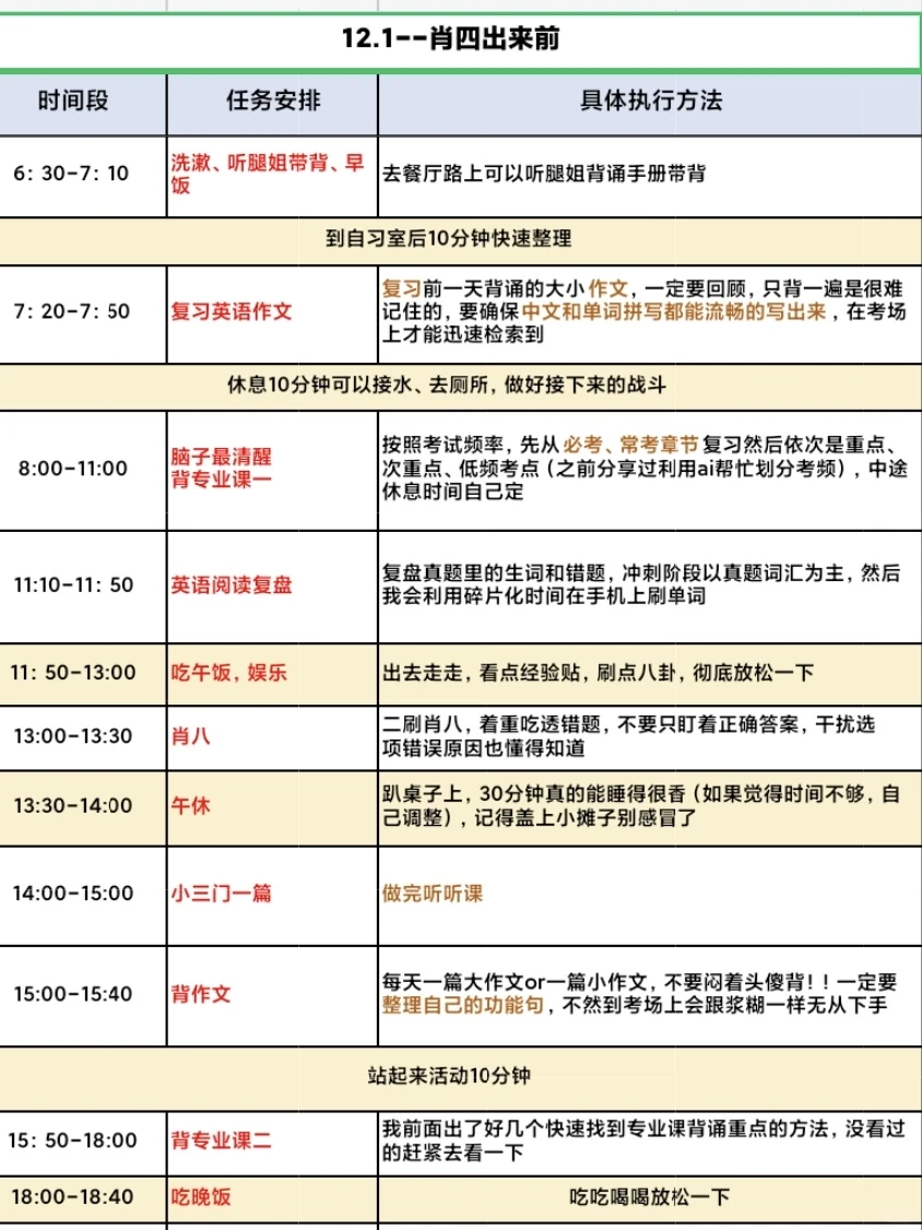 考研初试第一的12月每日学习规划