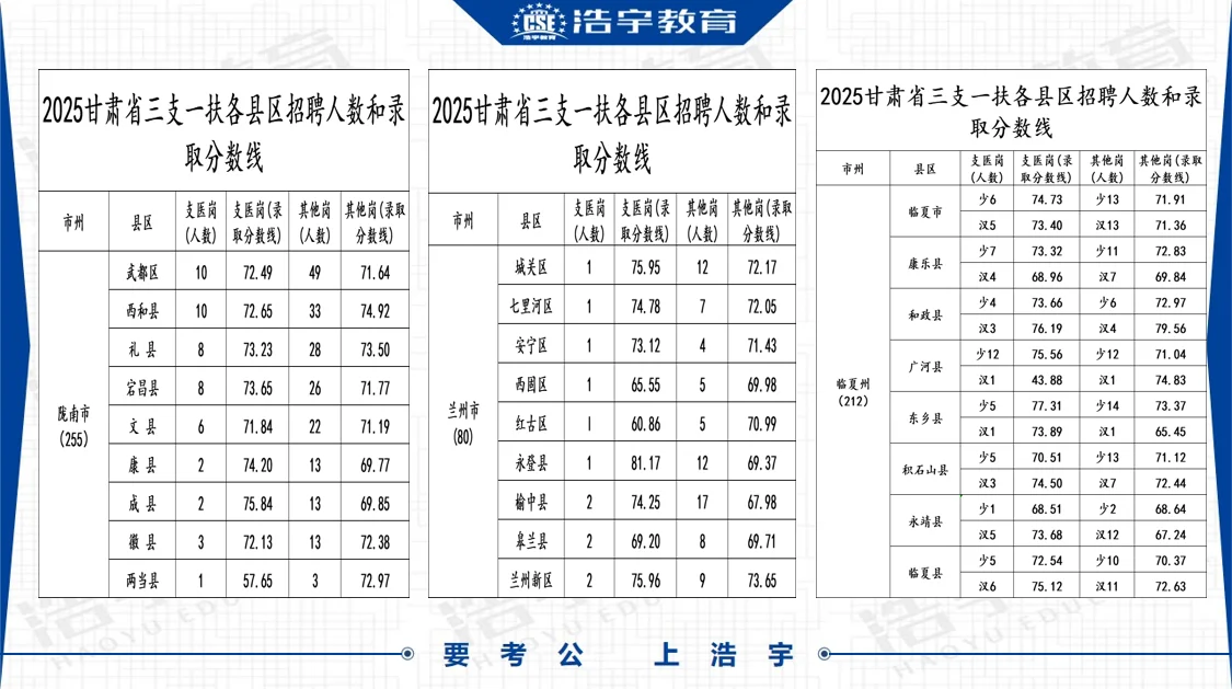 三支一扶分数线