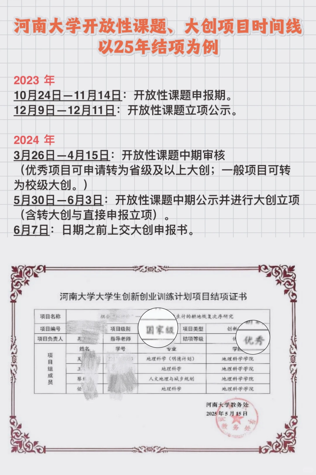 码住！河南大学开放性课程、大创项目时间线