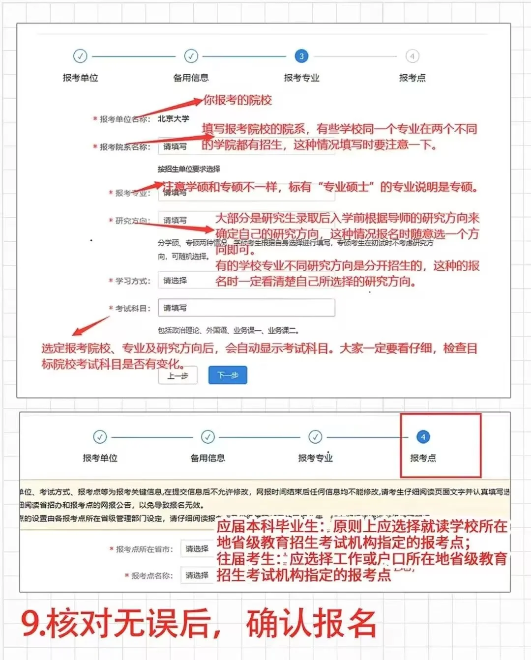 存下来明天报考用！！考研详细流程图