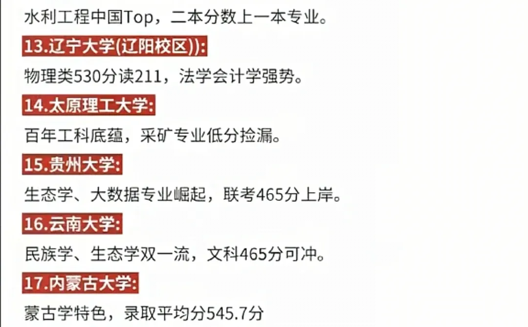 低分能捡漏的211大学