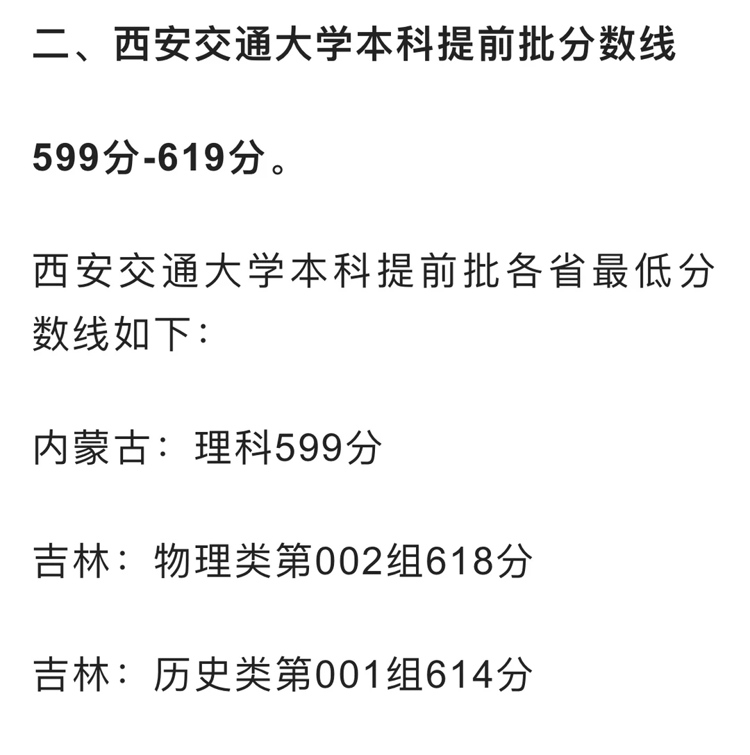 西安交通大学录取分数线