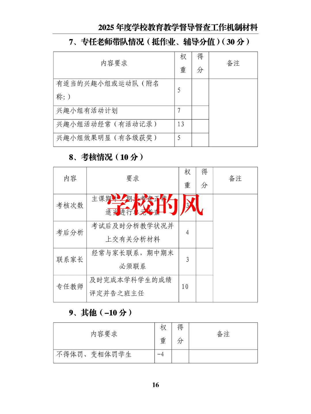 2025年度学校教育教学督导督查工作机制材料