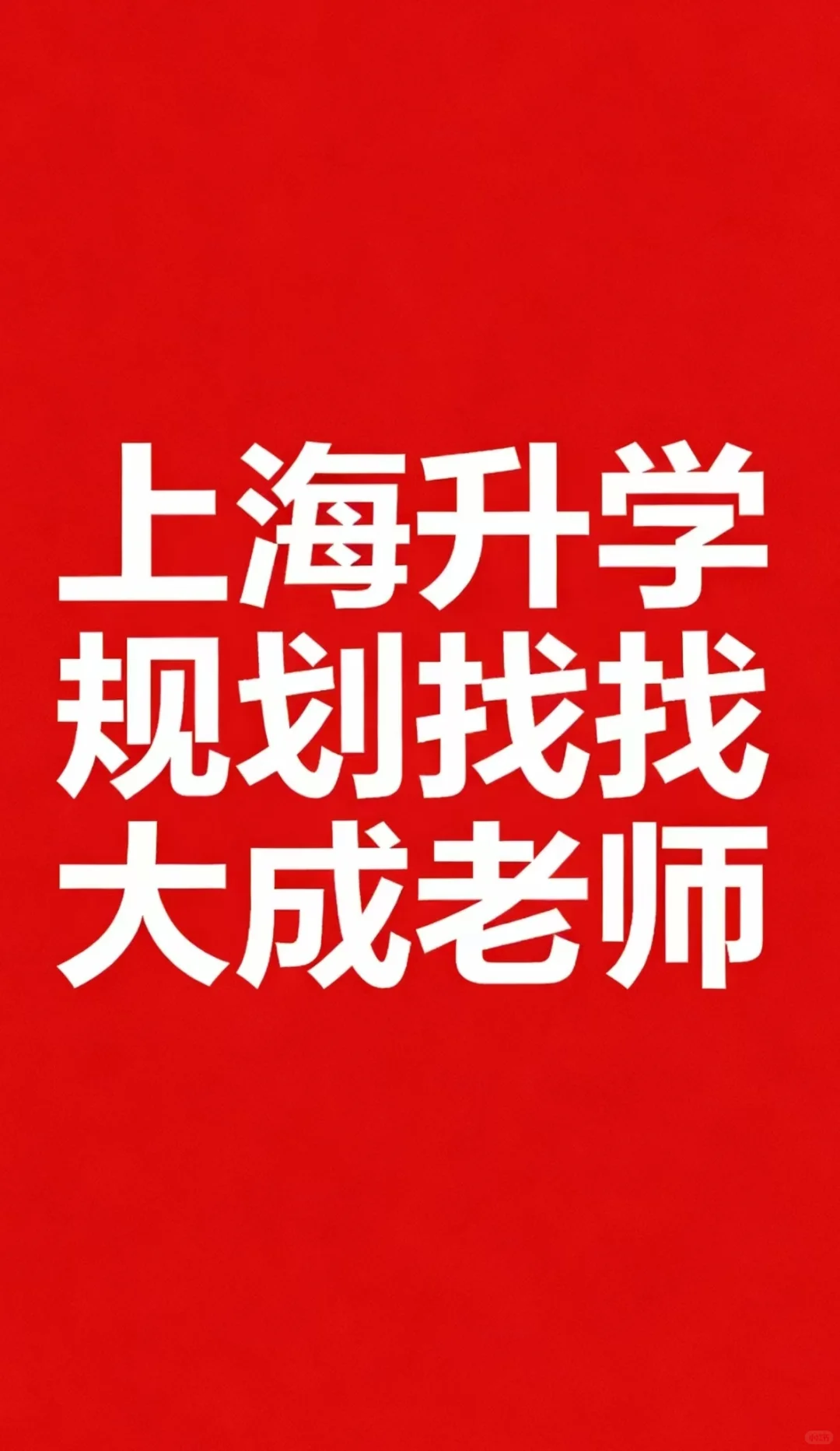 上海升学规划找大成老师