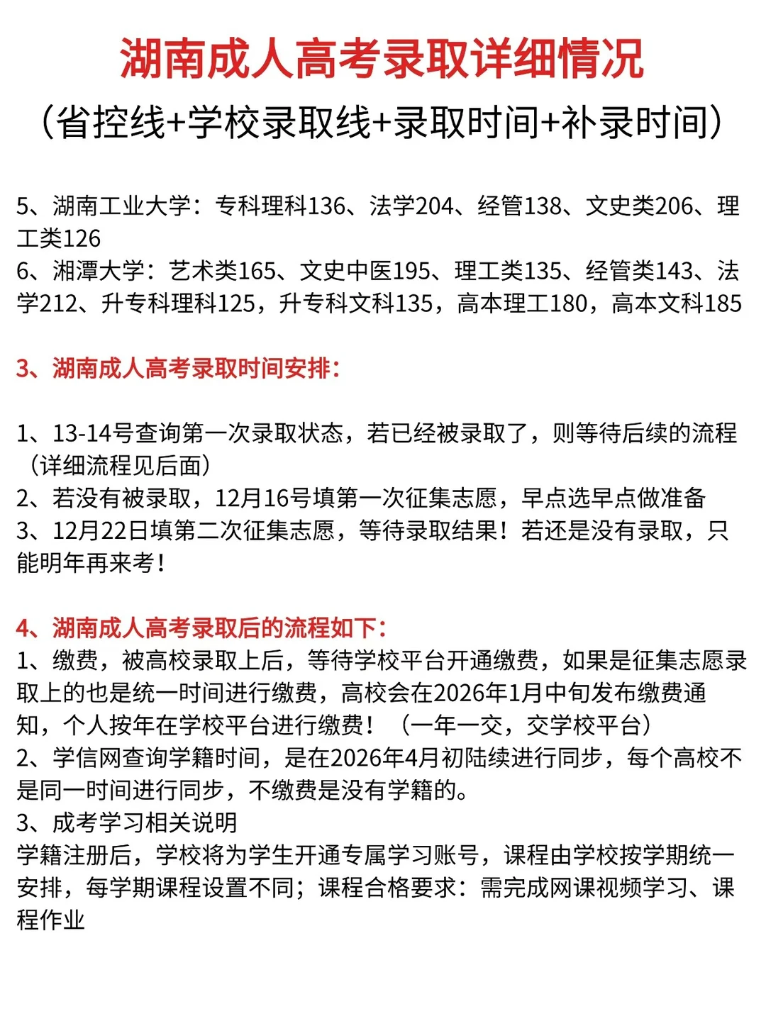 湖南成人高考录取分数线和录取情况
