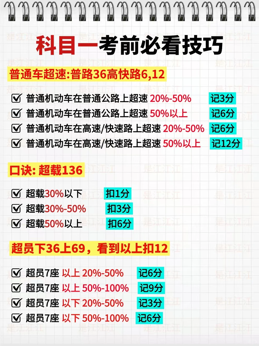 12月考科目一的人就这8页纸，熬夜背吧