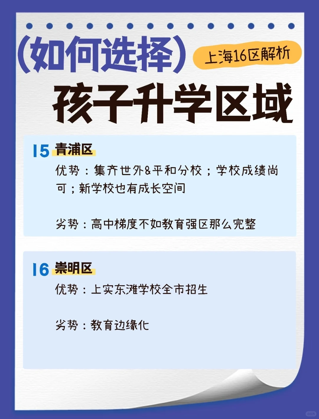 做笔记！上海16区升学优劣势🔥可咨询