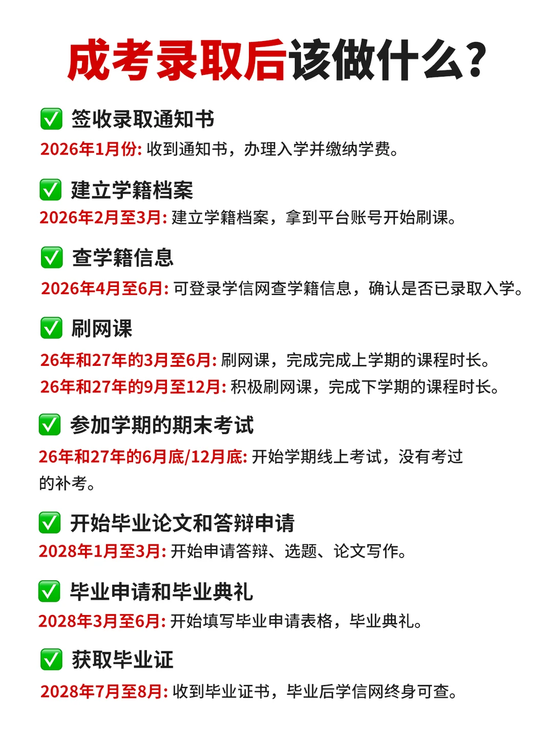 成人高考录取后别摆烂！这些事赶紧做
