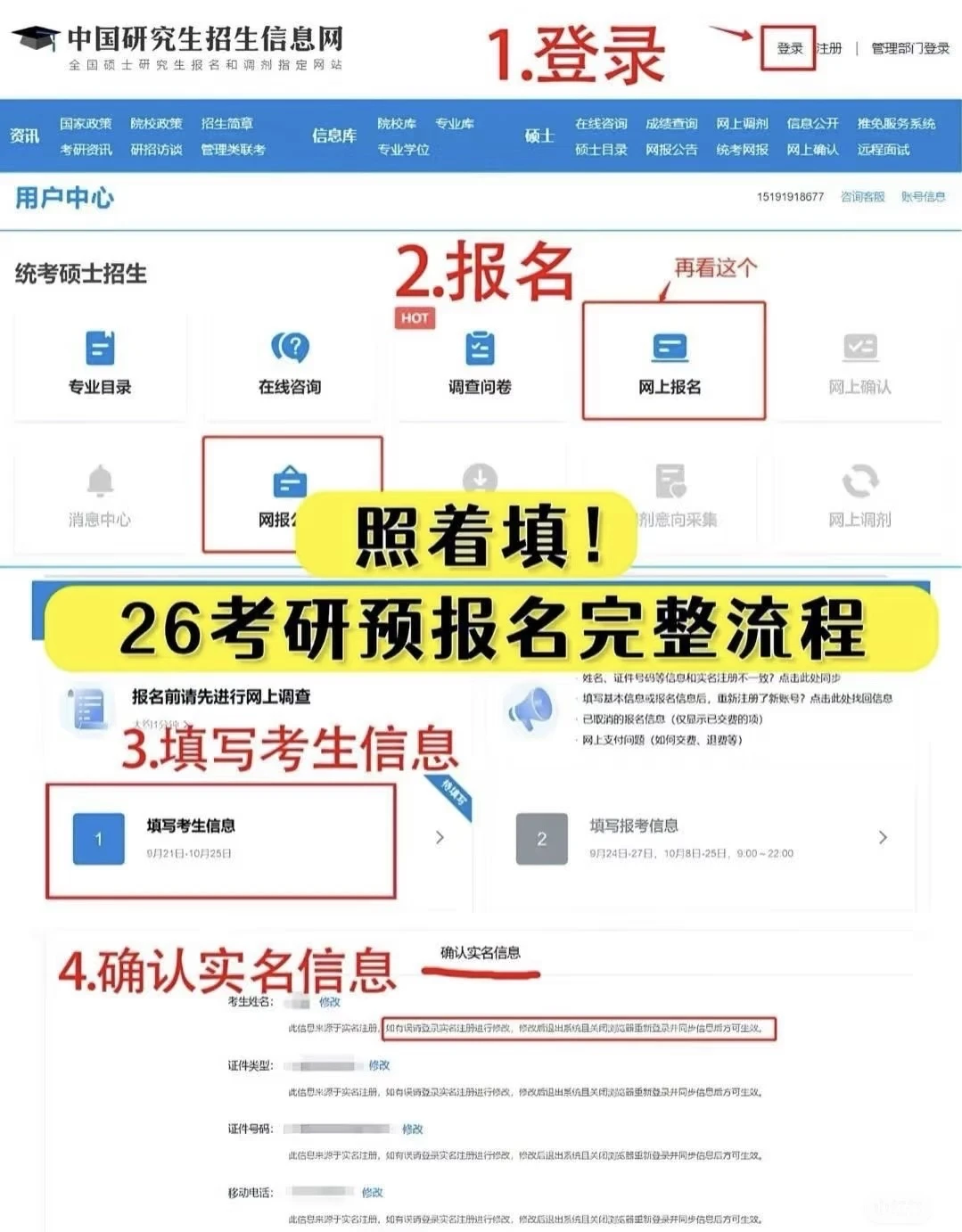 一图看懂考研预报名完整流程