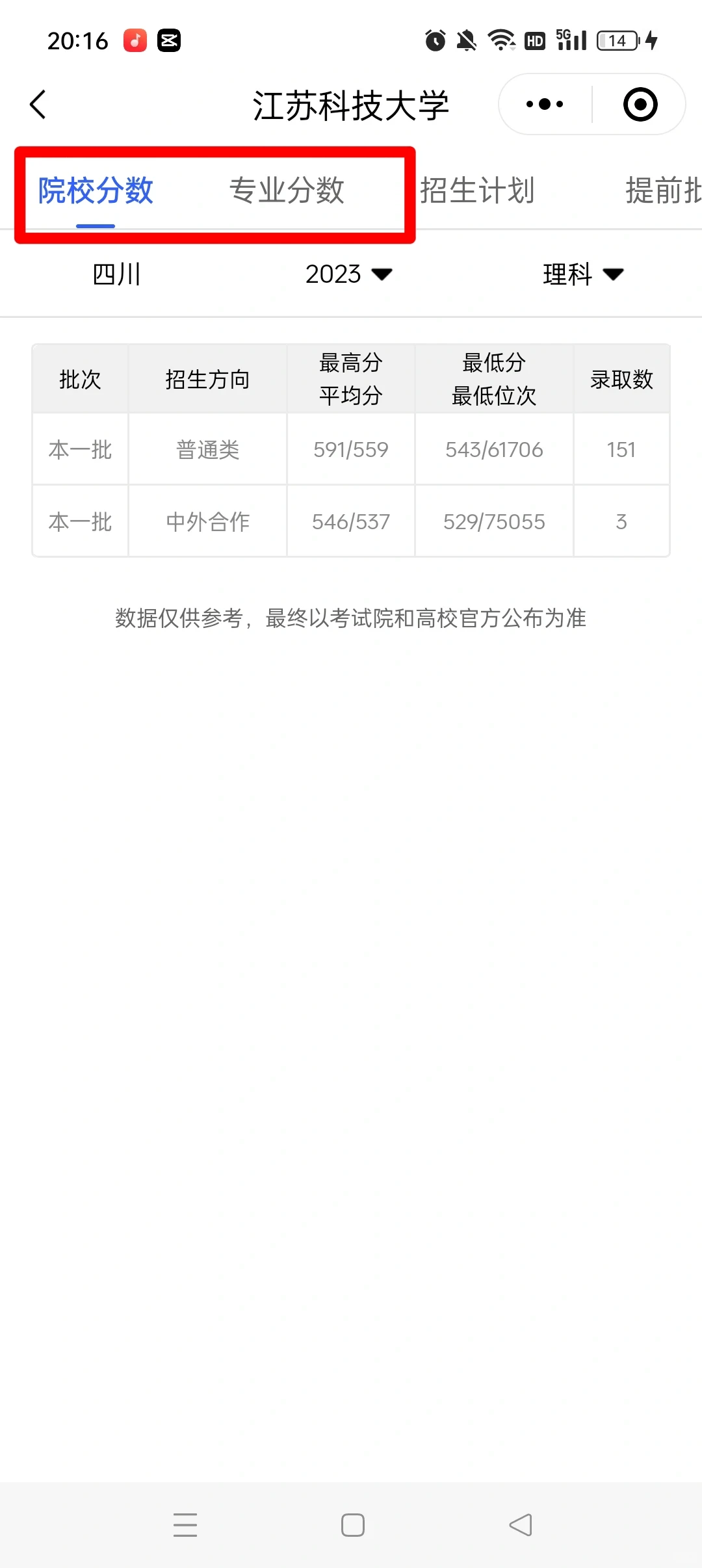 志愿填报时，一定是参考专业录取分数线