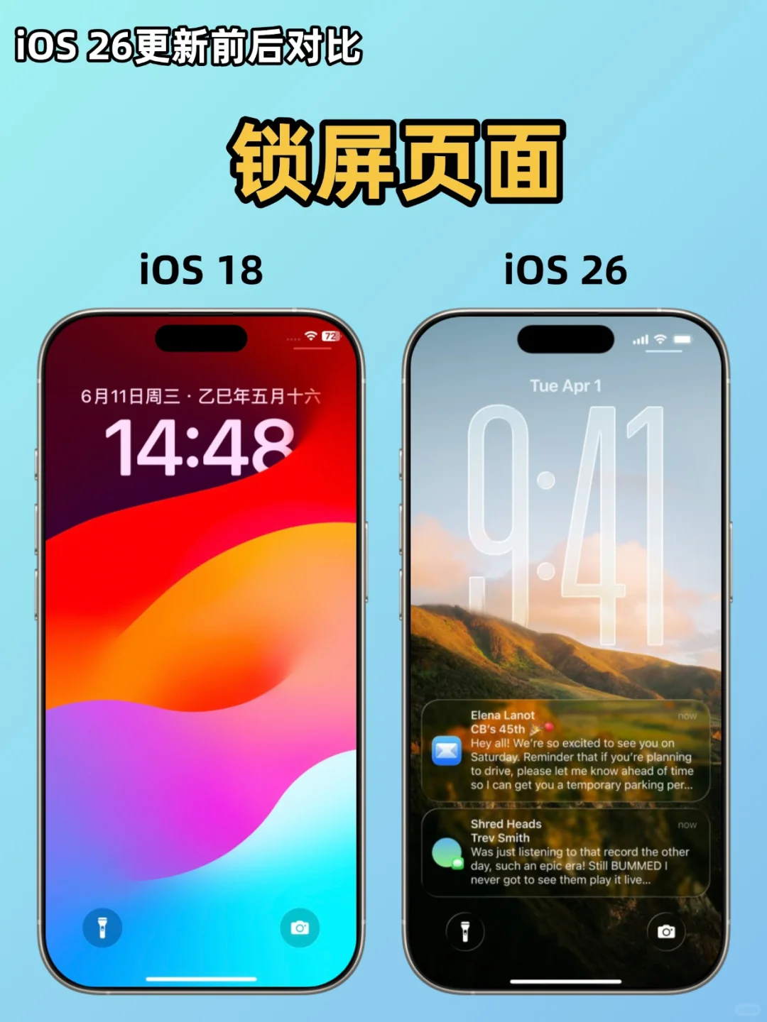 iOS 26更新前后大对比，你们觉得丑还是美？
