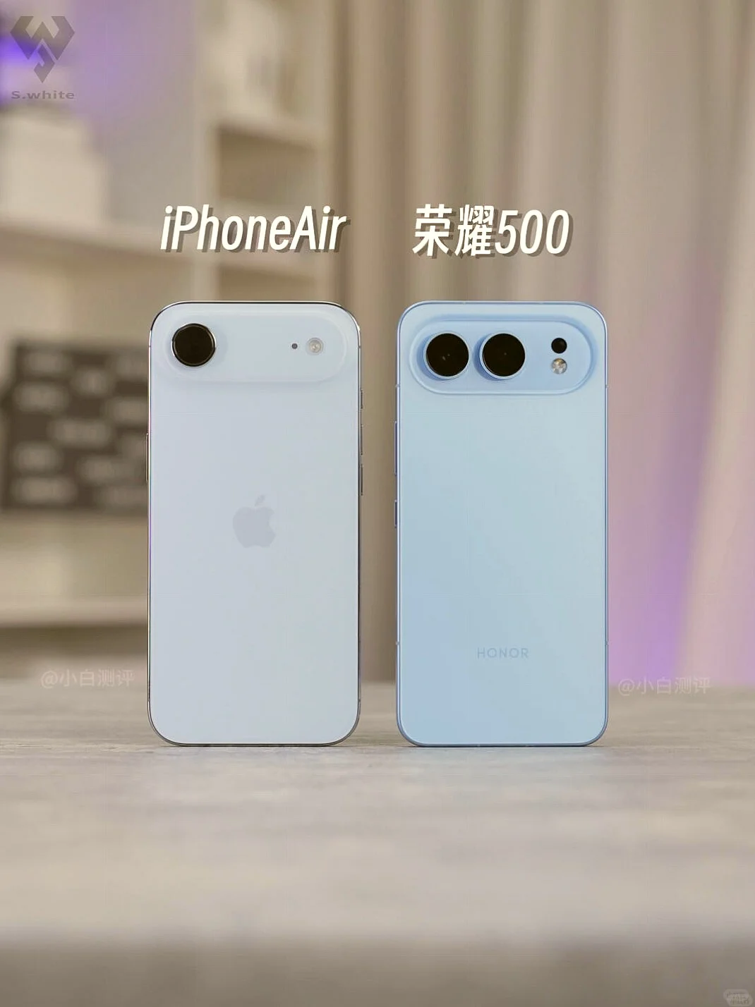 荣耀500与苹果iPhoneAir真机同框亮相啦😎