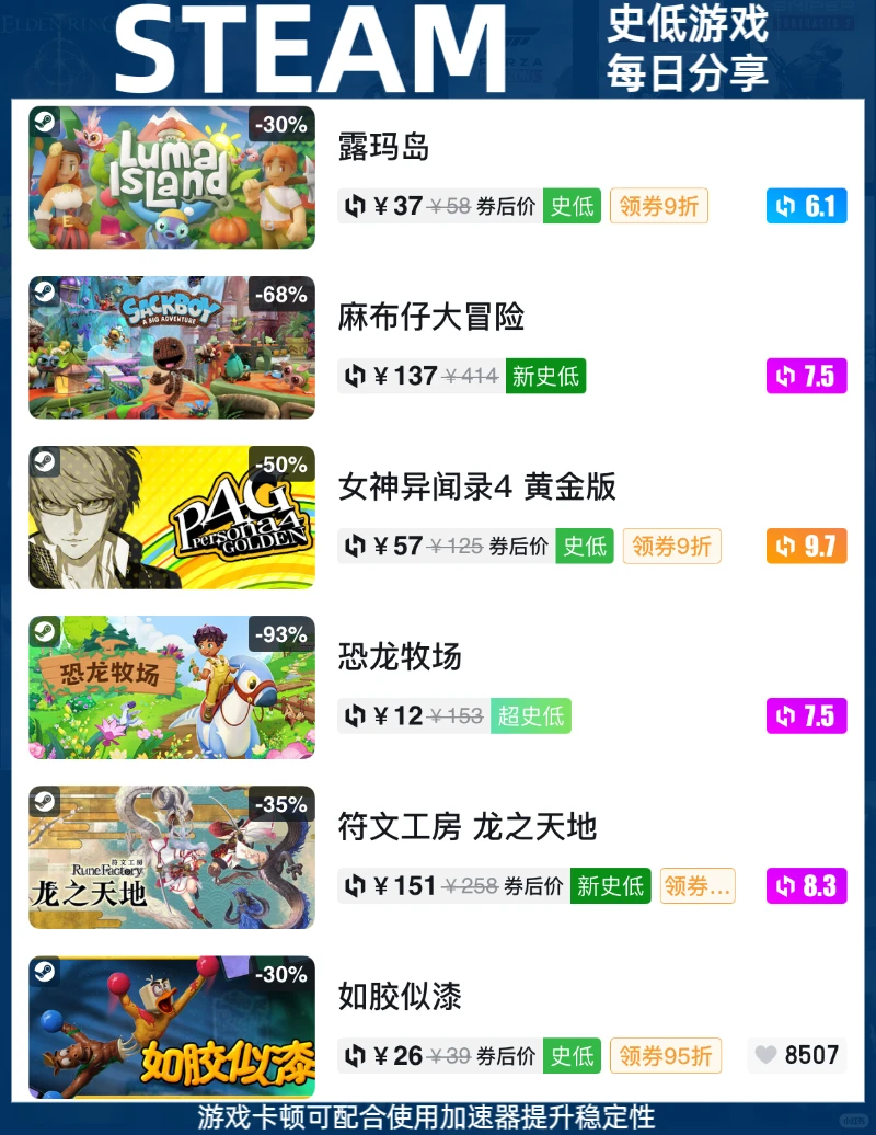 Steam史低快报11月25日：今日史低游戏分享！