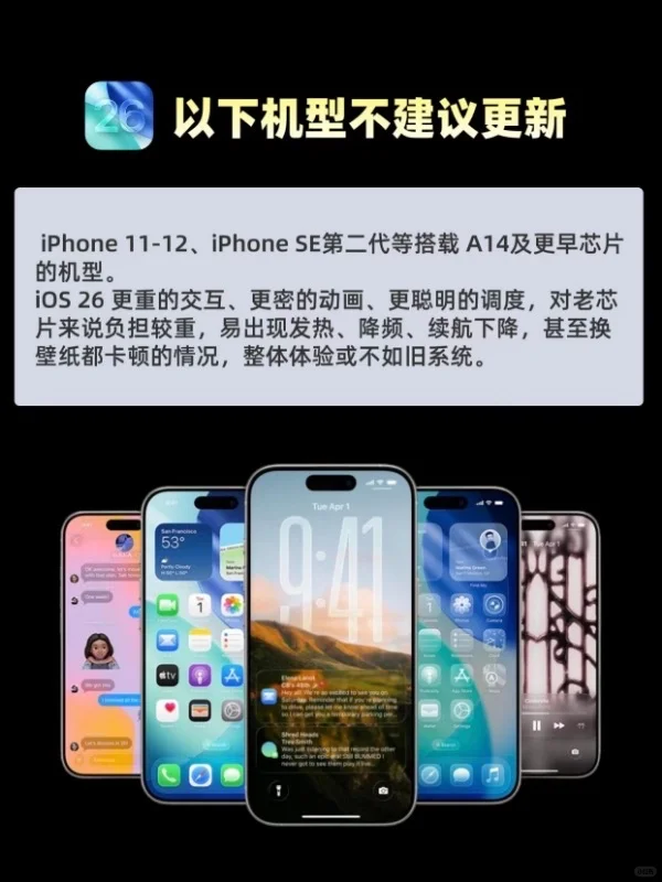 iOS 26，iPhone14以下机型就别更新了