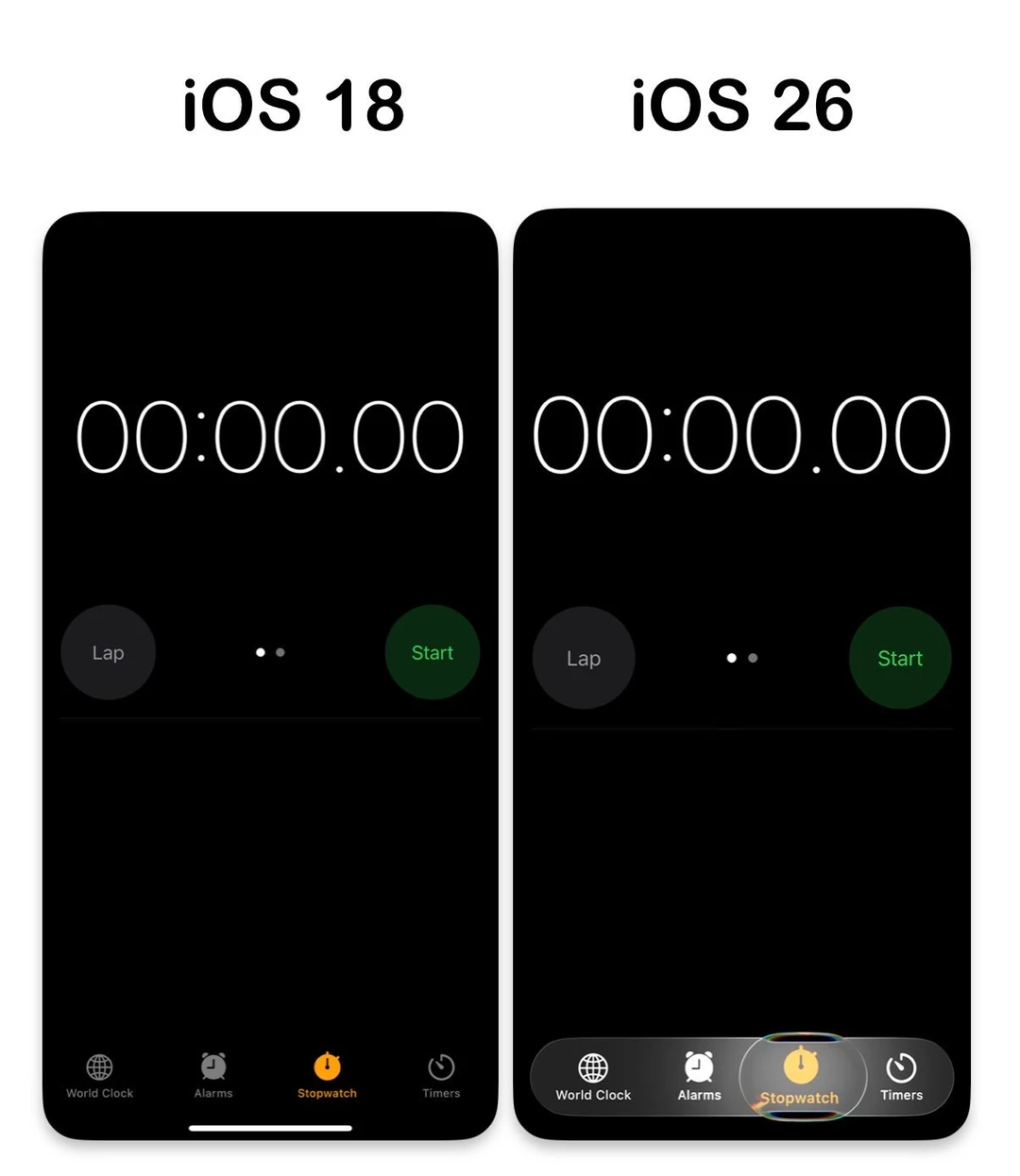 苹果iOS18到26的界面变化