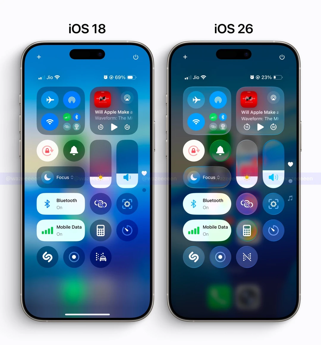 苹果iOS18到26的界面变化