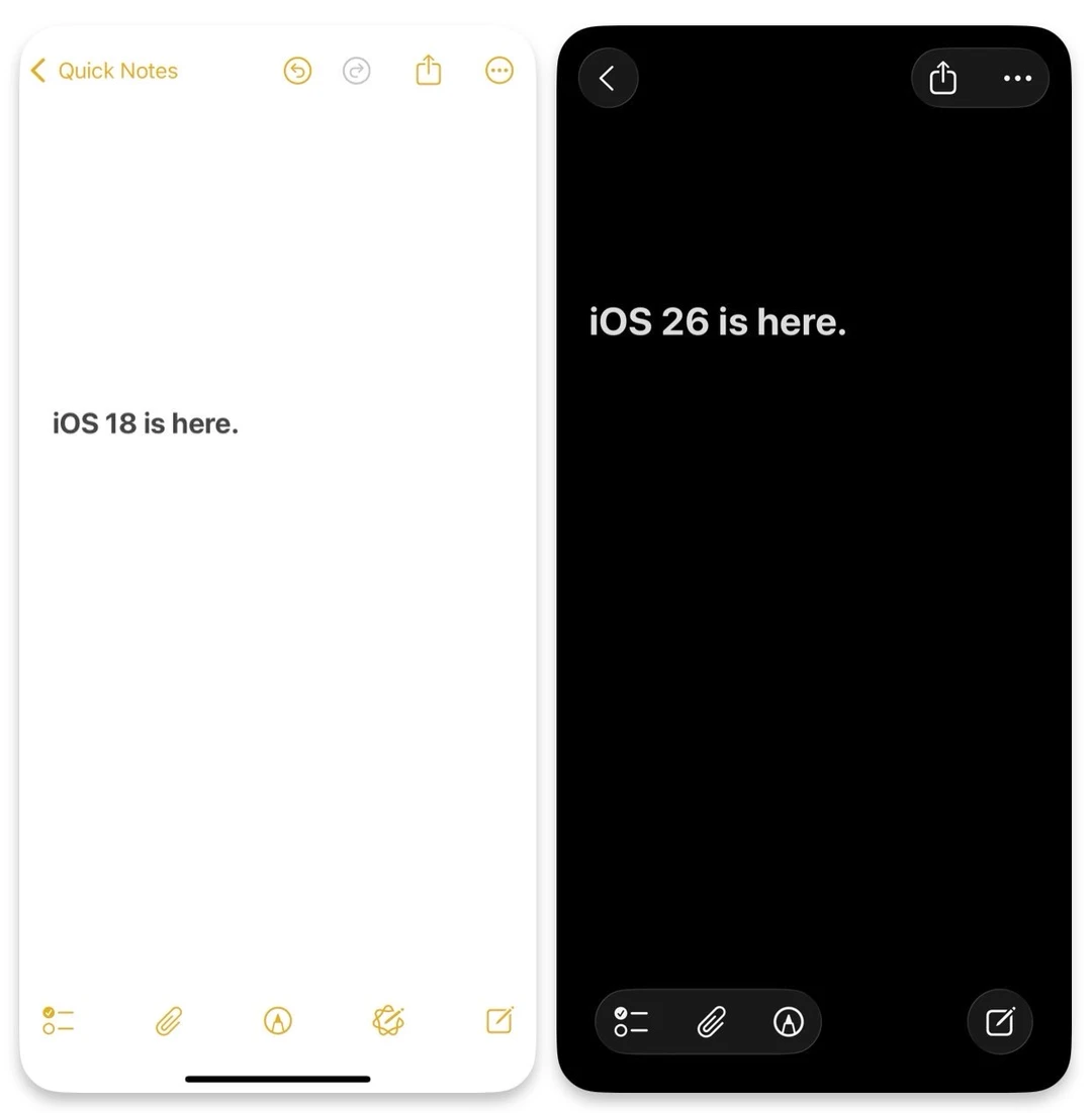 苹果iOS18到26的界面变化