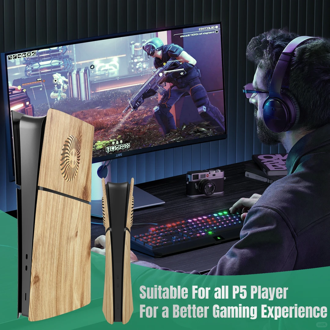 PS5 Slim console faceplate Wood grain