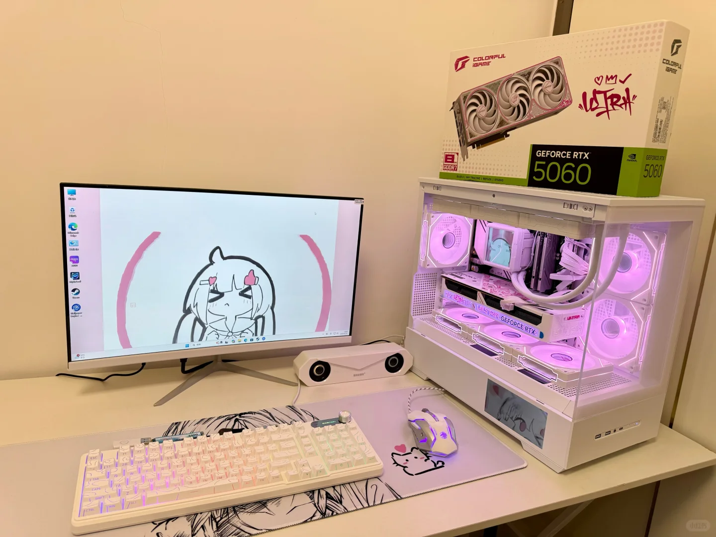 7.1k拿下i5 12600kf➕5060白粉色电脑主机