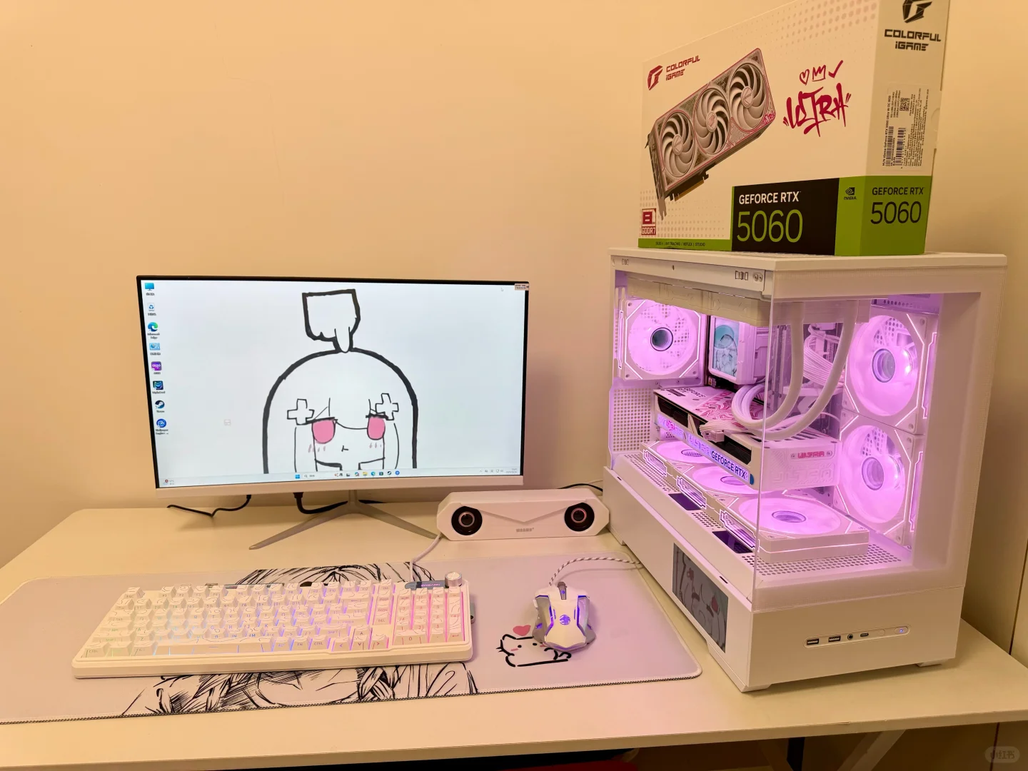 7.1k拿下i5 12600kf➕5060白粉色电脑主机