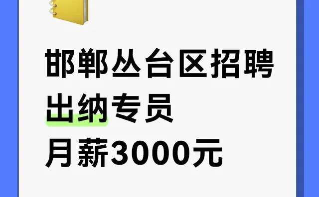 邯郸丛台区招聘 出纳专员