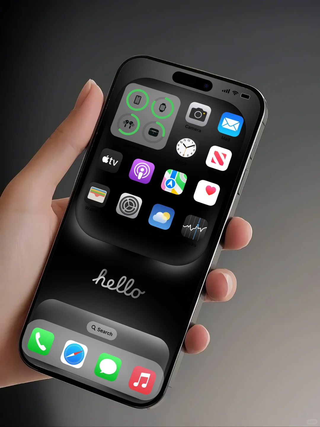 1222｜ios26至尊黑｜hello手机壁纸