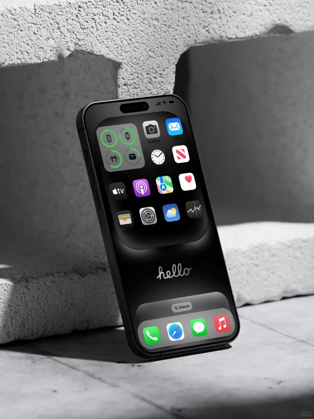 1222｜ios26至尊黑｜hello手机壁纸