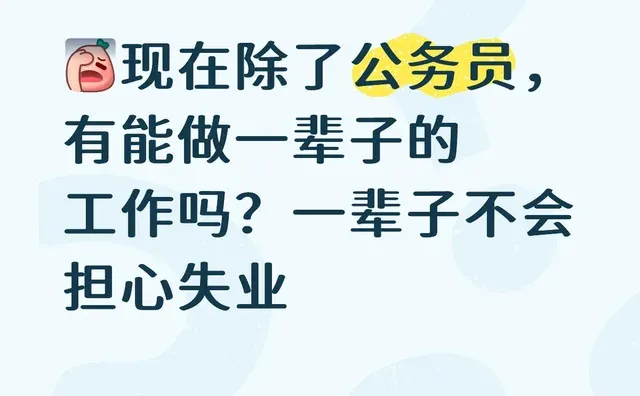 现在除了公务员，有能做一辈子的工作吗？一辈子不会担心失业考公还是工作