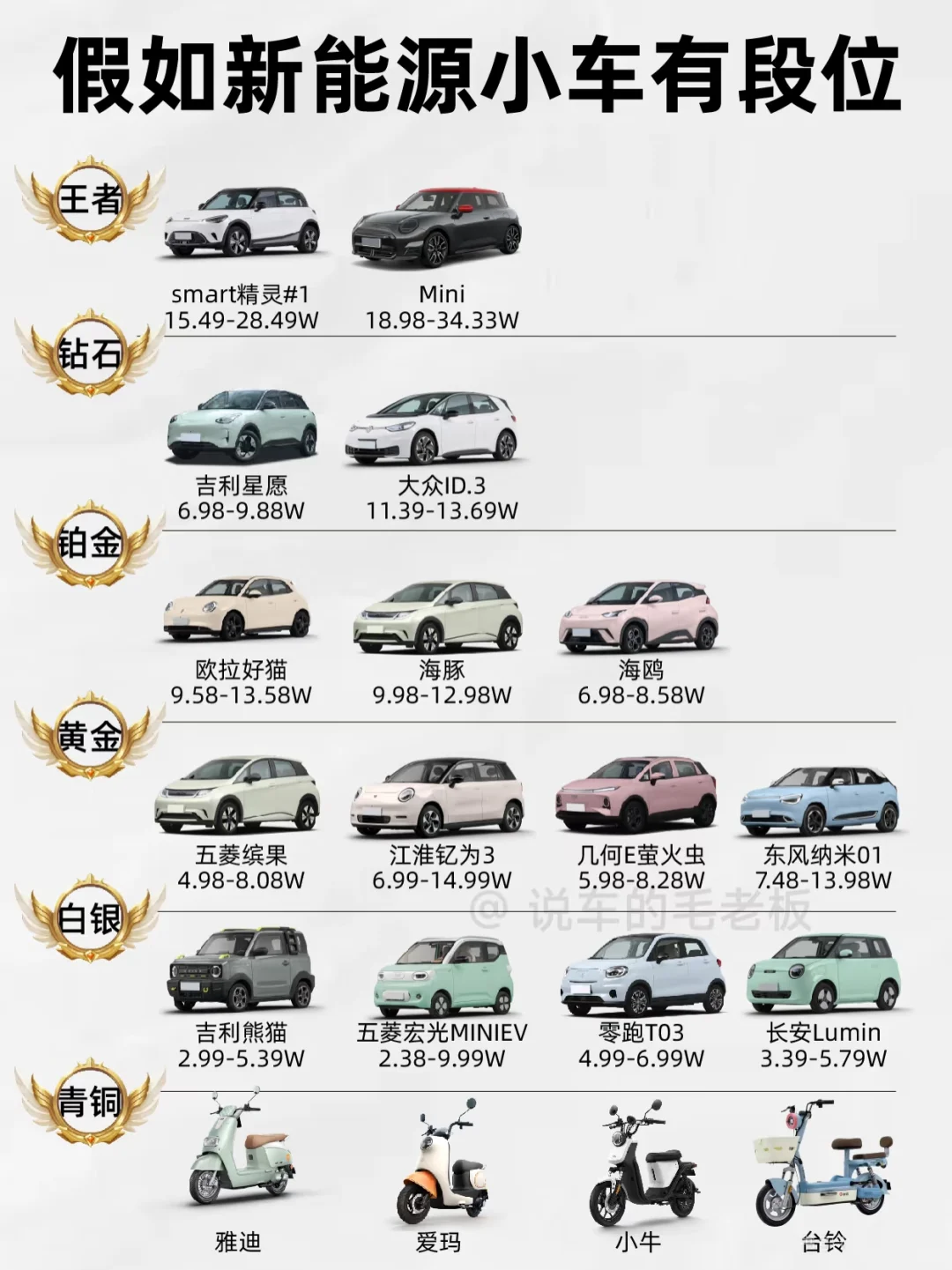 假如新能源小车也有段位，你熟悉几个？