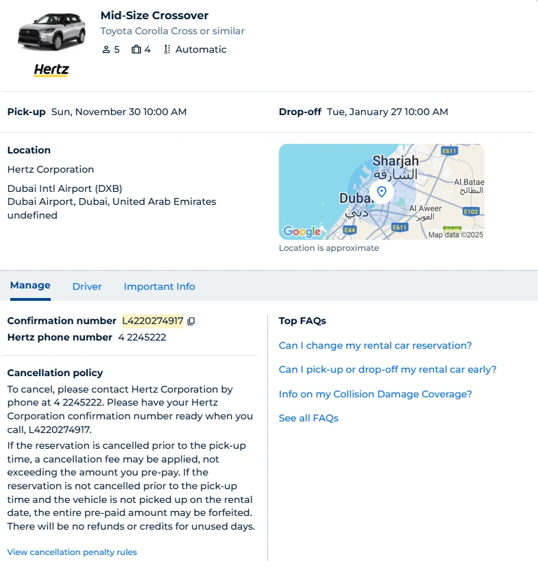 迪拜紧凑型SUV月租