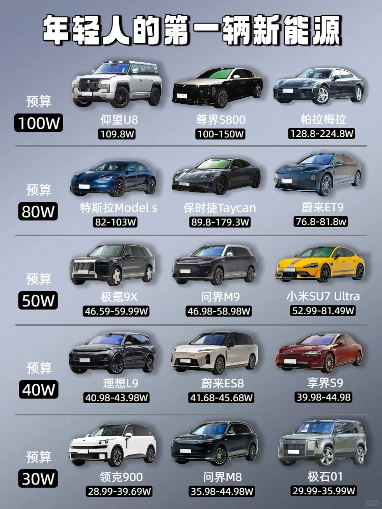 年轻人第一辆新能源｜不同预算怎么选？