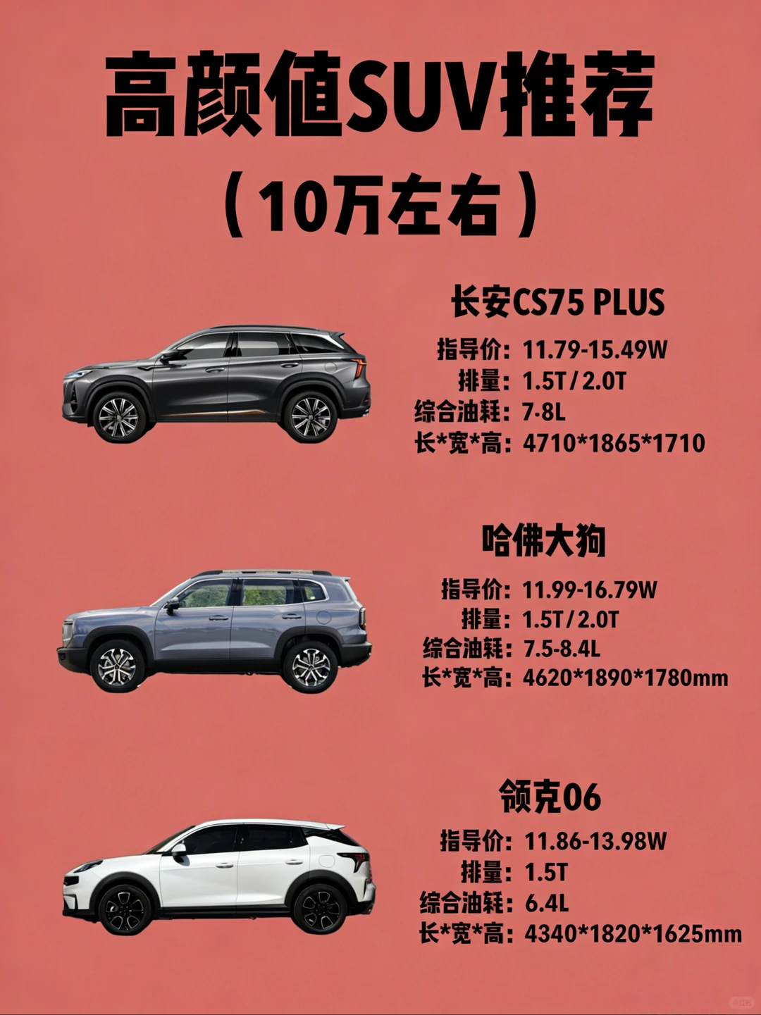 7款高颜值SUV｜10万左右👏🏻