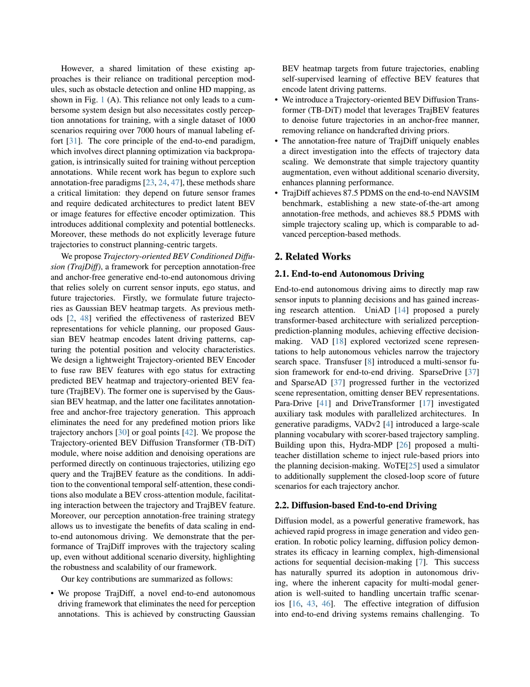 TrajDiff: 无感知标注端到端自动驾驶