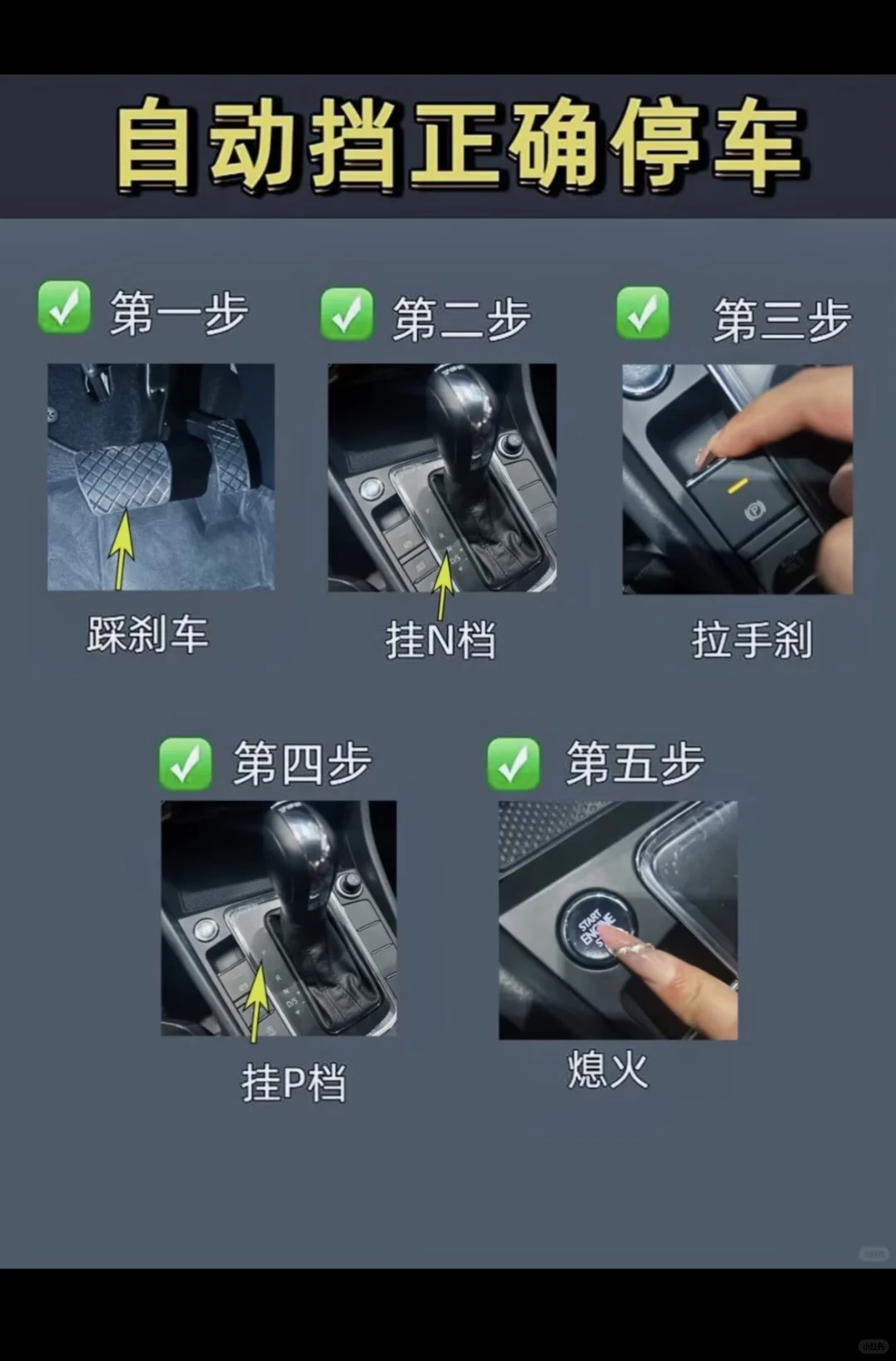 自动挡汽车正确起步/停车步骤