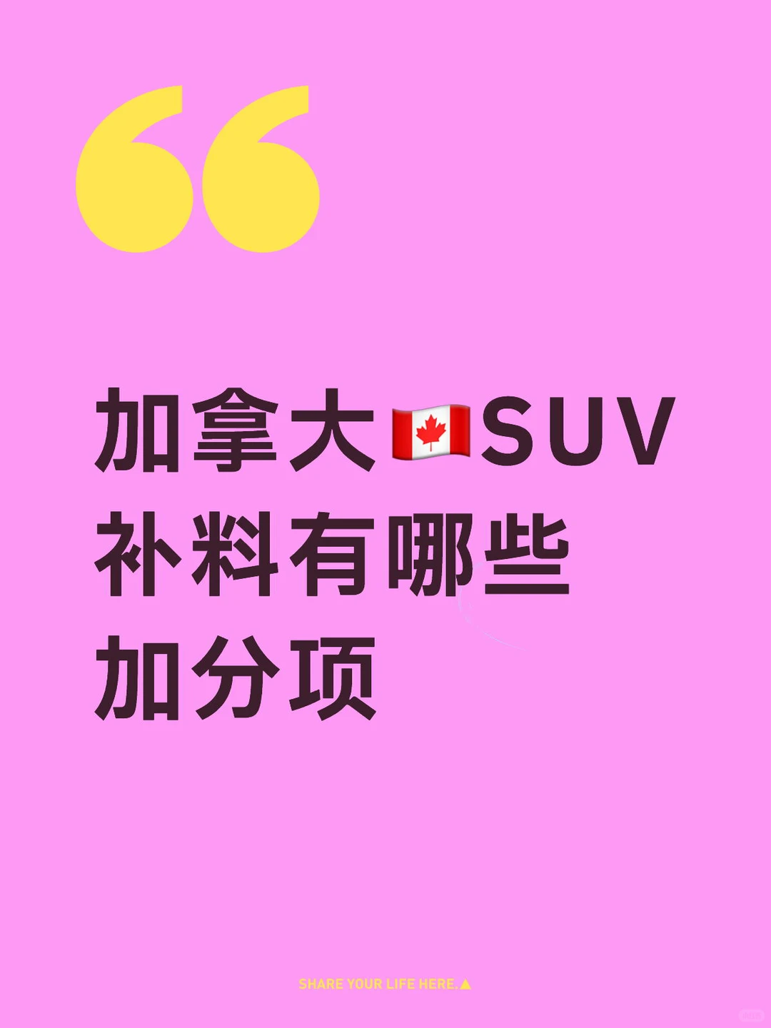 加拿大🇨🇦SUV补料有哪些加分项