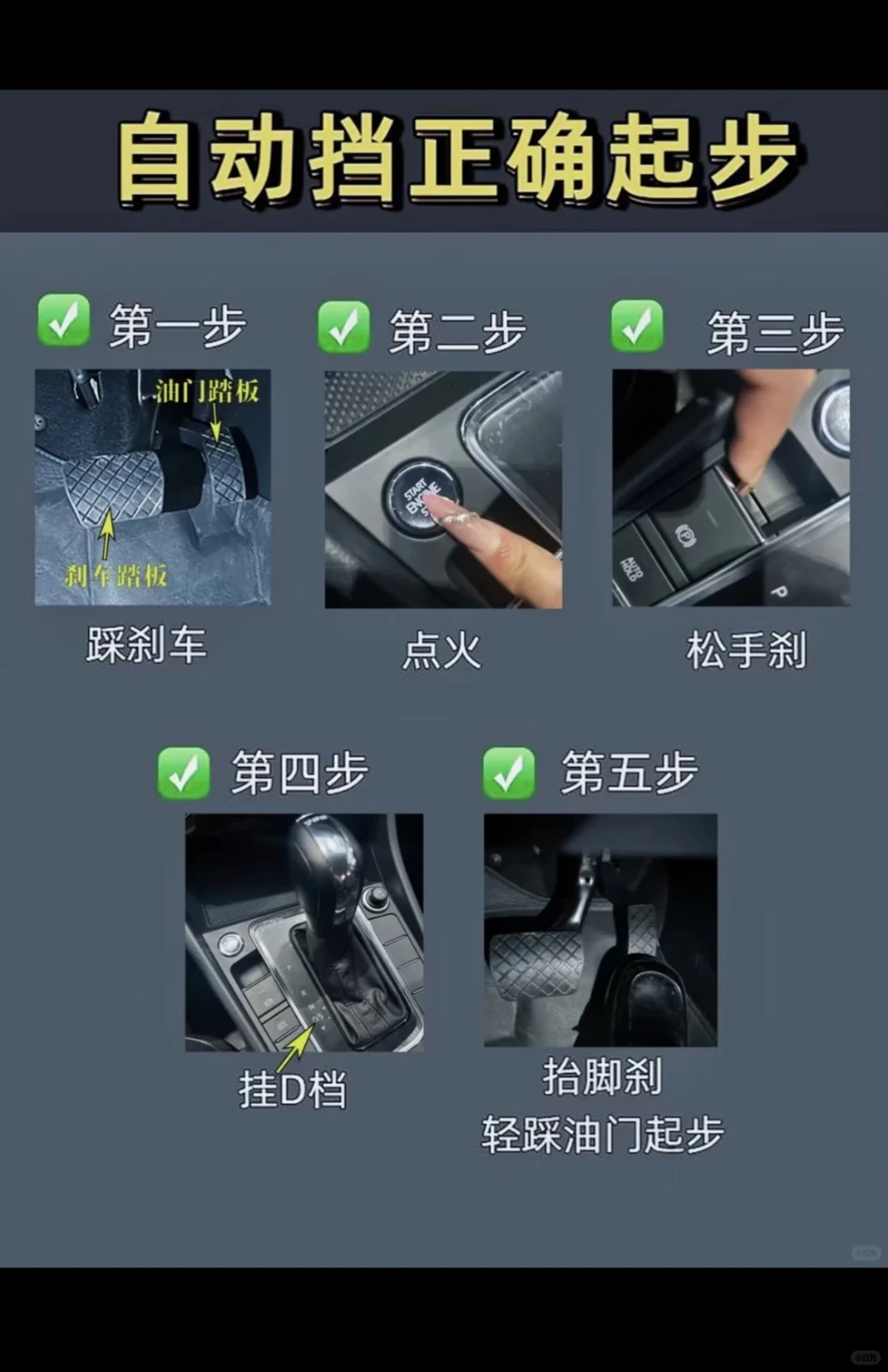 自动挡汽车正确起步/停车步骤