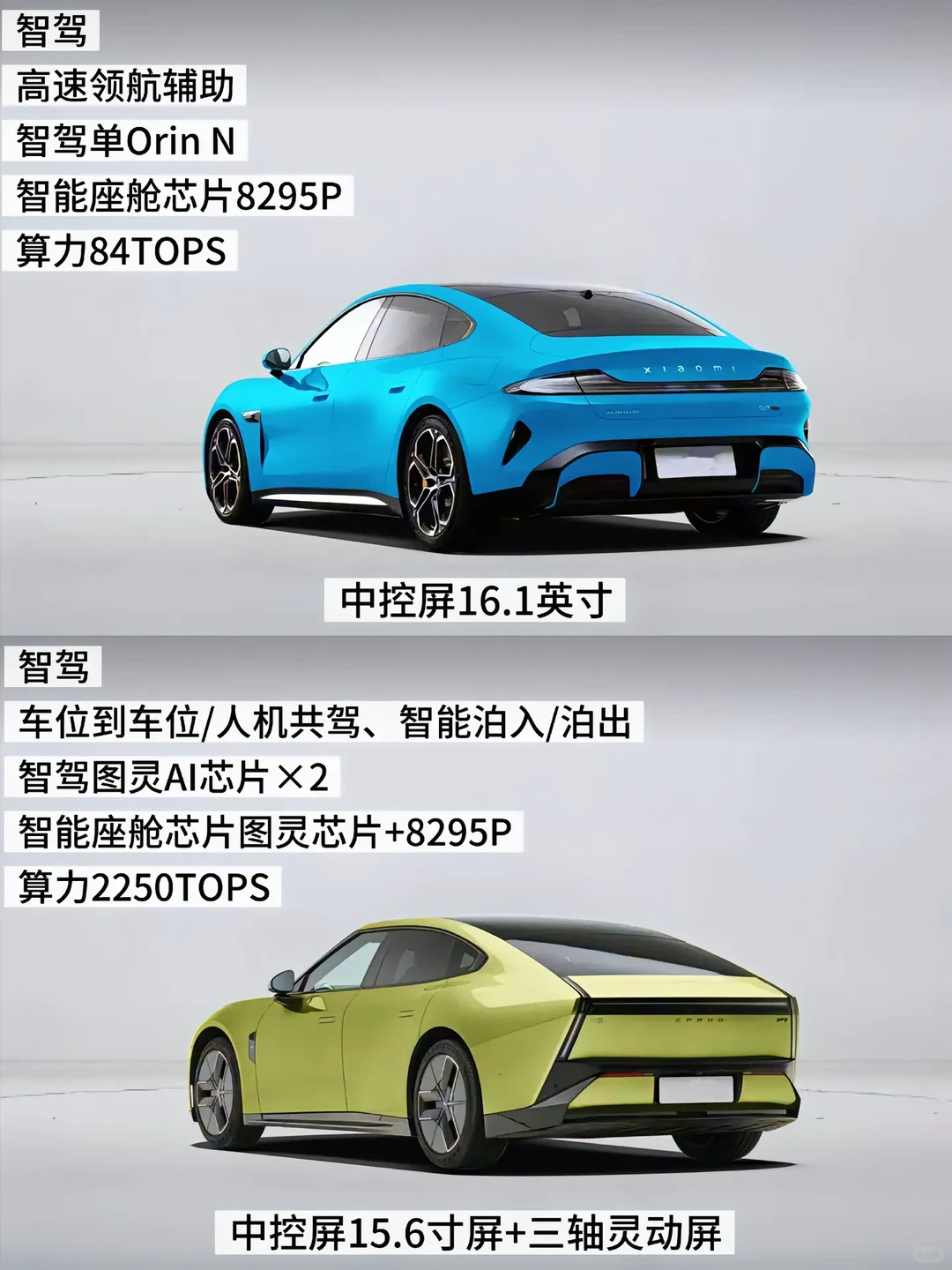 20万纯电轿车对决小鹏P7vs小米SU7