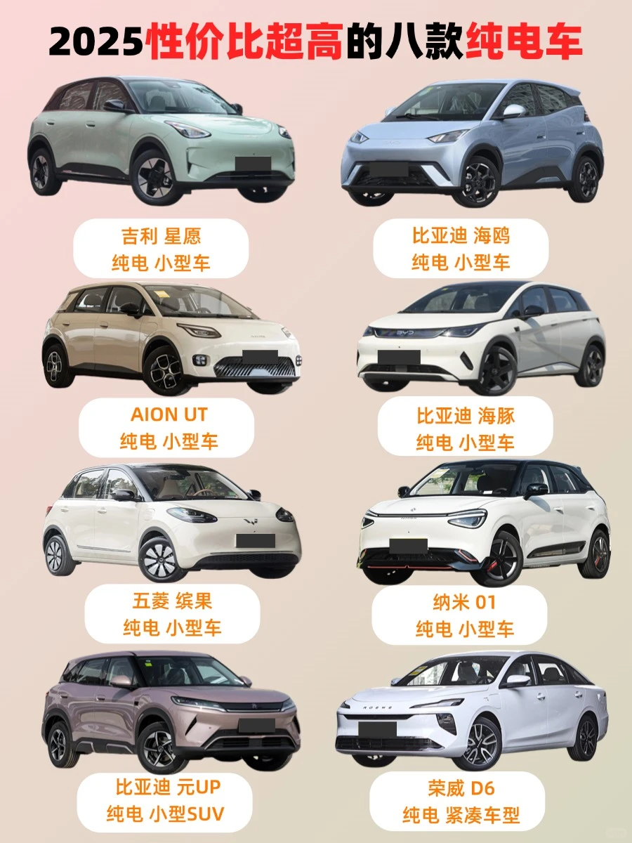 通勤神器丨2025性价比超高的八款纯电车