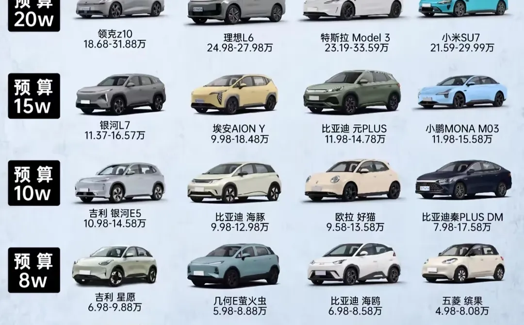 🚗 预算1-30万新能源车推荐，从入门到高端全
